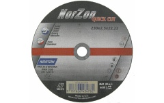 Foto SNIJSCHIJF VLAK Ø230 X 2,50 X 22,23MM INOX NORTON NORZON QUICK CUT ZA36Z T41