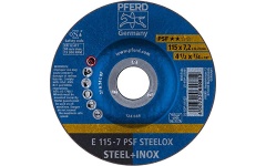 Foto SLIJPSCHIJF DOORGEZET Ø115 X 7,2 X 22,2MM INOX PFERD E 115-7 A30 PSF