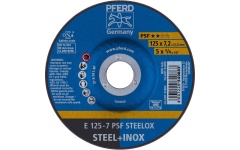 Foto SLIJPSCHIJF DOORGEZET Ø125 X 7,2 X 22,2MM INOX PFERD E 125-7 A30 PS F