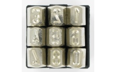Foto SLAGCIJFERS 0 - 9 16 X 90 MM 12 MM VERNIKKELD TURNUS