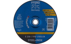 Foto SLIJPSCHIJF DOORGEZET Ø230 X 7,2 X 22,2MM ST+INOX PFERD E 230-7 PSF STEELOX 