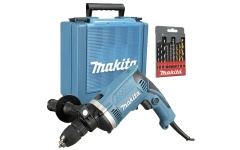 Foto KLOPBOORMACHINE 710W 13MM + BORENSET MAKITA HP1631KSP
