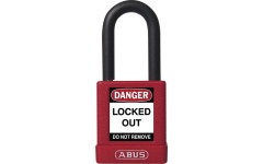Foto VEILIGHEIDSHANGSLOT ROOD 40MM MET 1 SLEUTEL ABUS 74/40